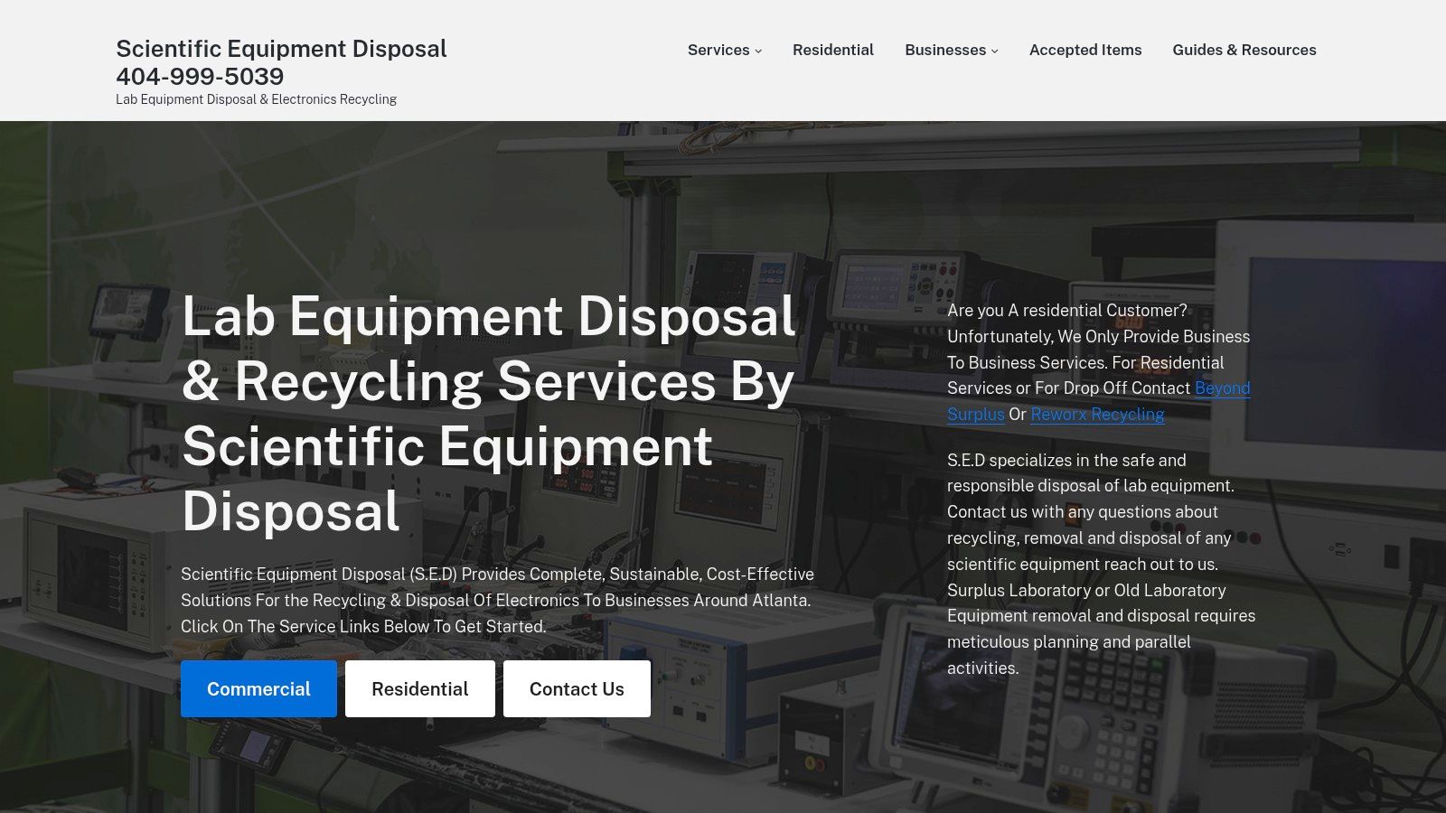 Scientific Equipment Disposal lab and IT asset recycling services in Gwinnett County, GA