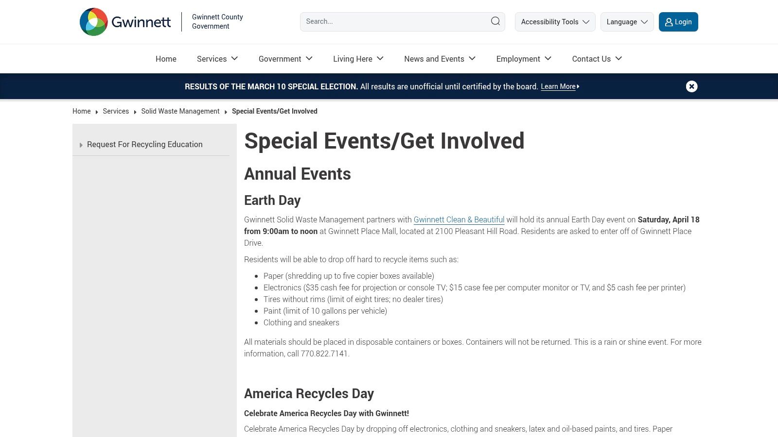 Gwinnett County Solid Waste Management + Gwinnett Clean & Beautiful community events