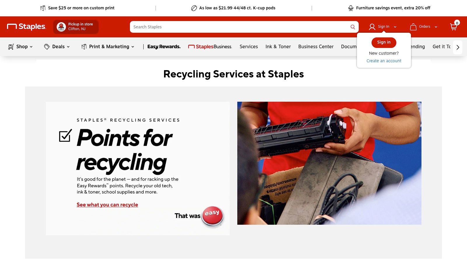 Staples (retail tech recycling)